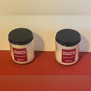 2 White barn peppermint marshmallow candles